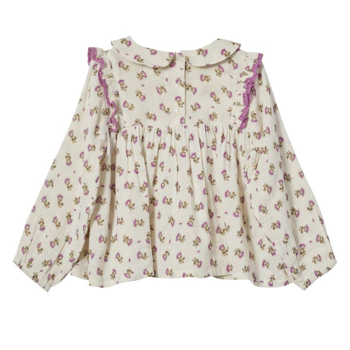 Bonheur du Jour - Wholesale T-Shirt - Kids - Floral Print Blouse - Manon Ecru2