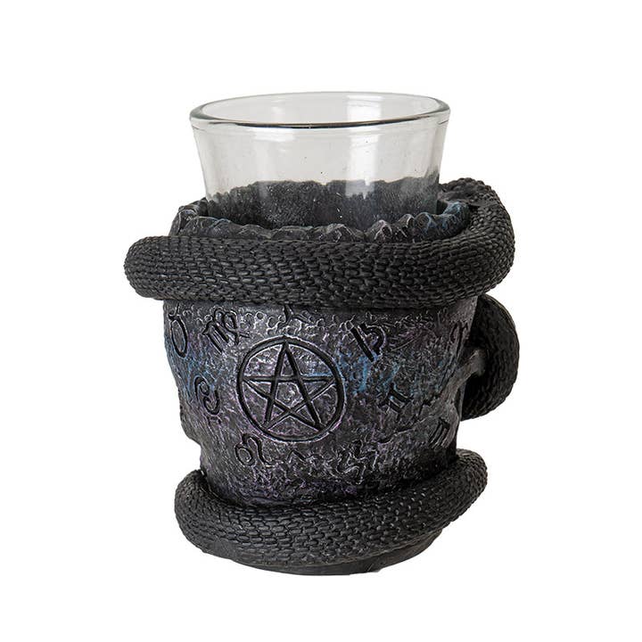 Pacific Trading - Venta al por mayor Vaso de chupito - 15951 Vaso de chupito con calavera y serpiente
