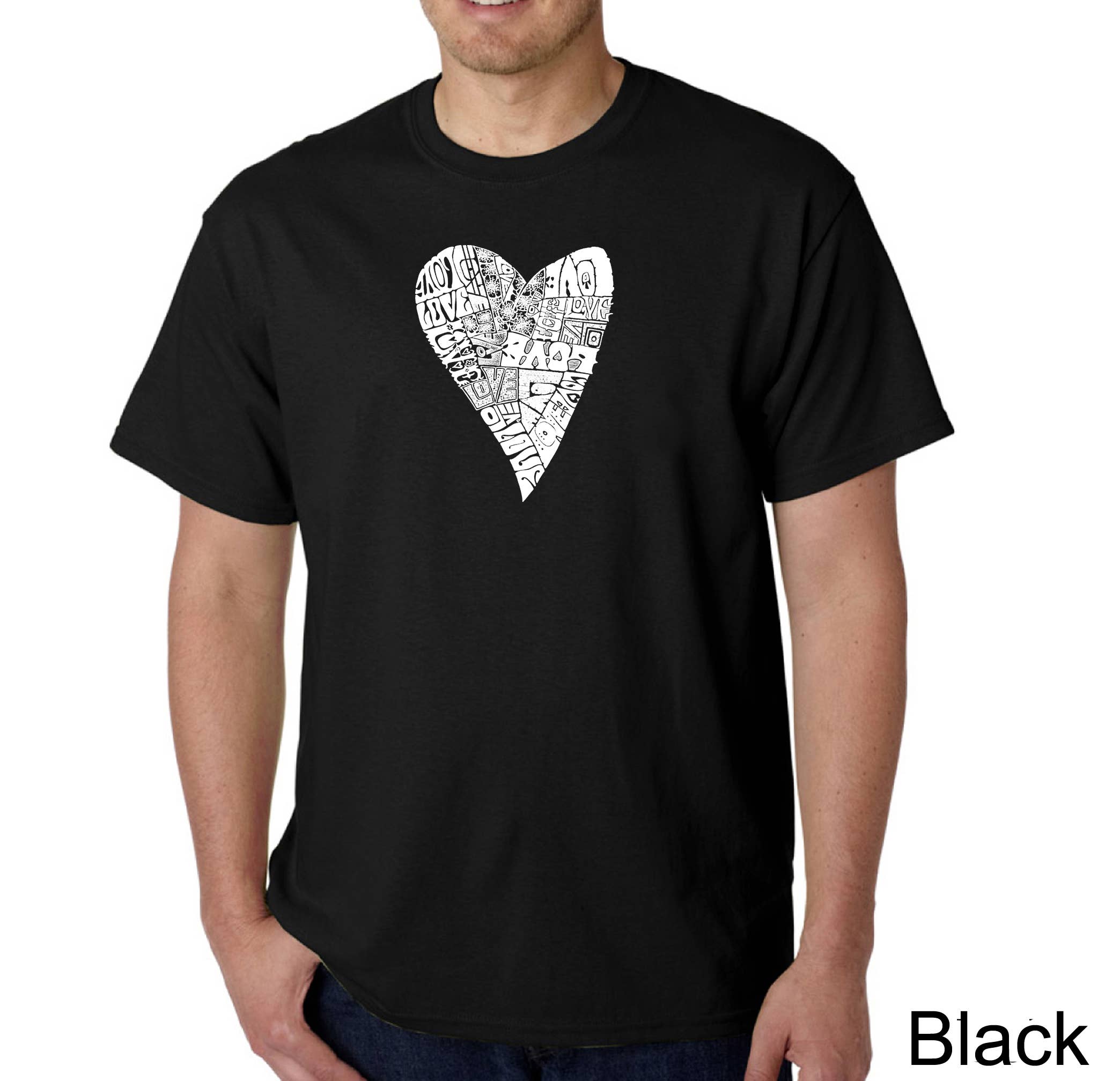 LA Pop Art - Vendita all'ingrosso Maglietta serigrafata - Uomo - La Pop Art - Maglietta da uomo con scritta in inglese «Lots of Love»0