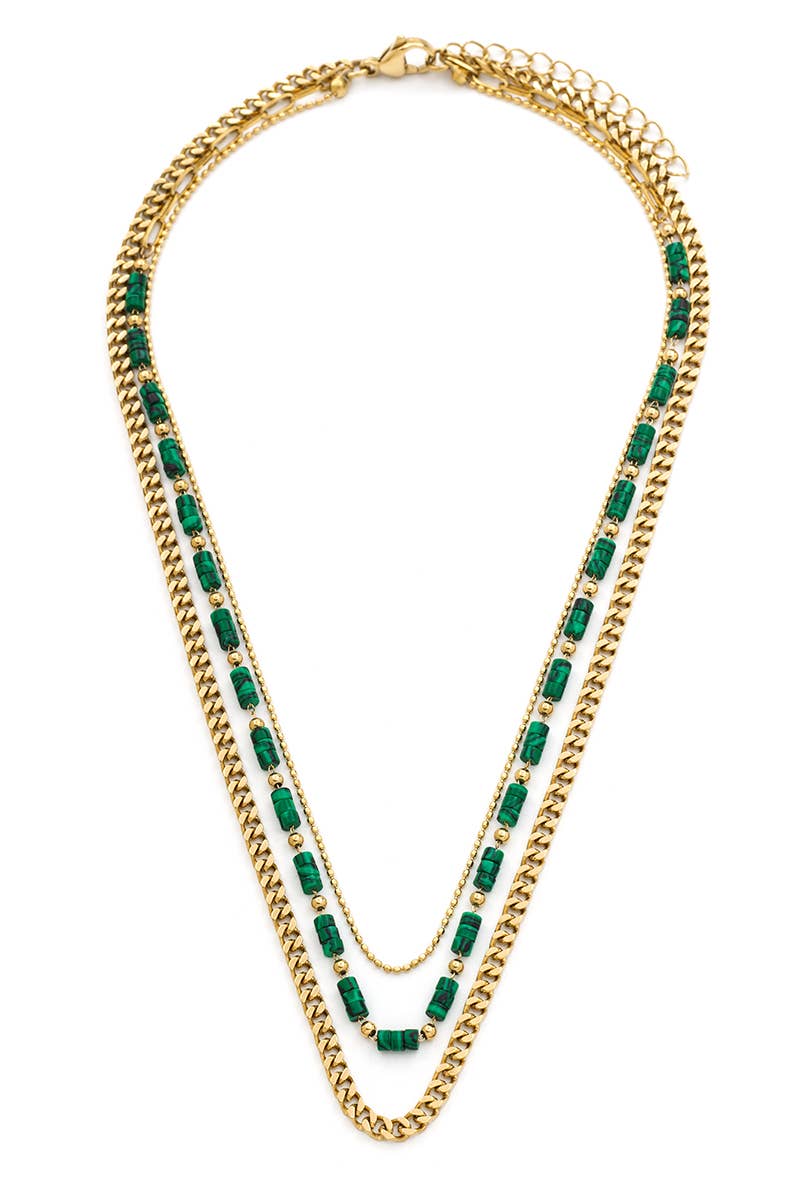 Bijoux 7bis – Großhandel Gliederhalskette – 3-reihige Stahlkette, zwei feine Ketten, 1 Kette1