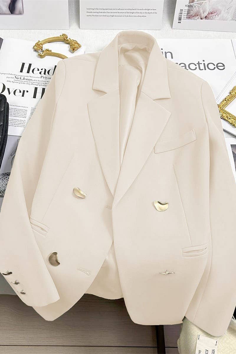 NINEXIS - Wholesale Blazer - Women's - CWOBL0138_SOLID COLOR METAL BUTTON LAPEL COMMUTER SUIT11