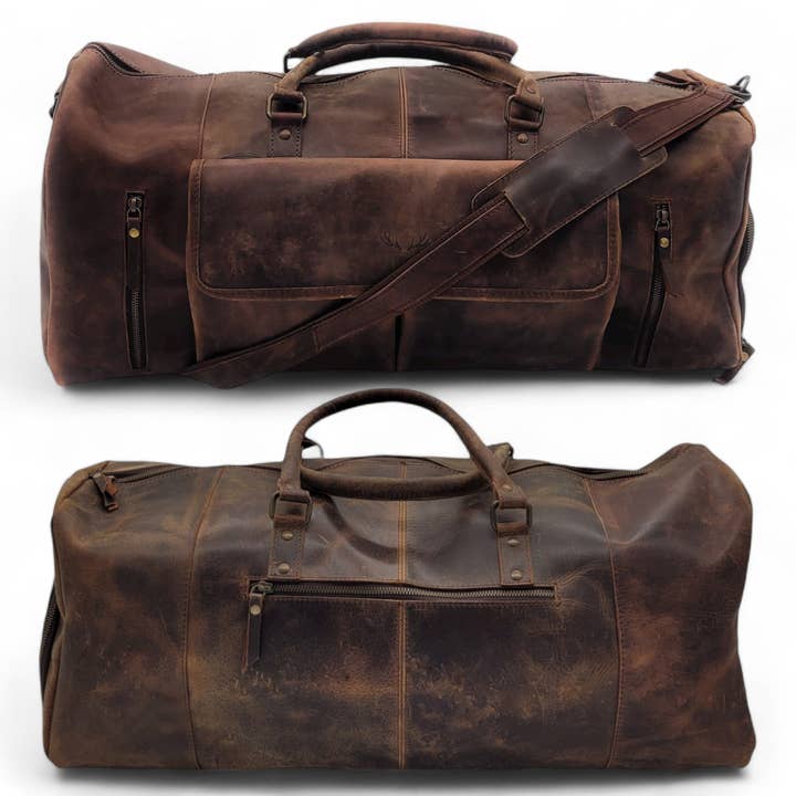 Ranch Junkie - Wholesale Weekender Bag - Unisex - Denali Vintage Saddle Leather Weekender Leather Duffel Bag1