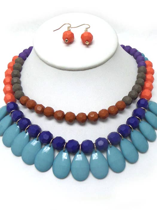 ( B146 ) ACRYLIC TEARS STATEMENT NECKLACE SET for wholesale by Jewelry Max