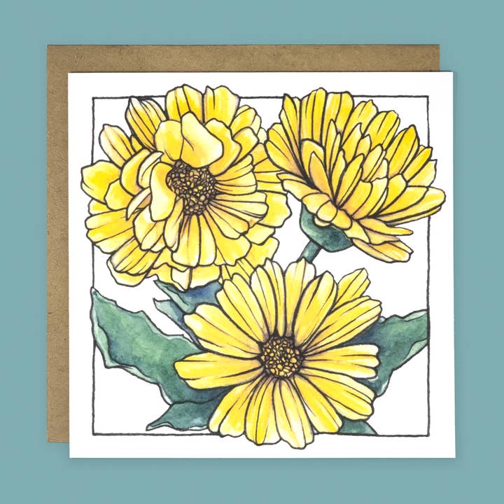 Cacti Oasis© - Wholesale Everyday Greeting Card - Desert Marigold | Desert Bloom 5"x5" Greeting Card0