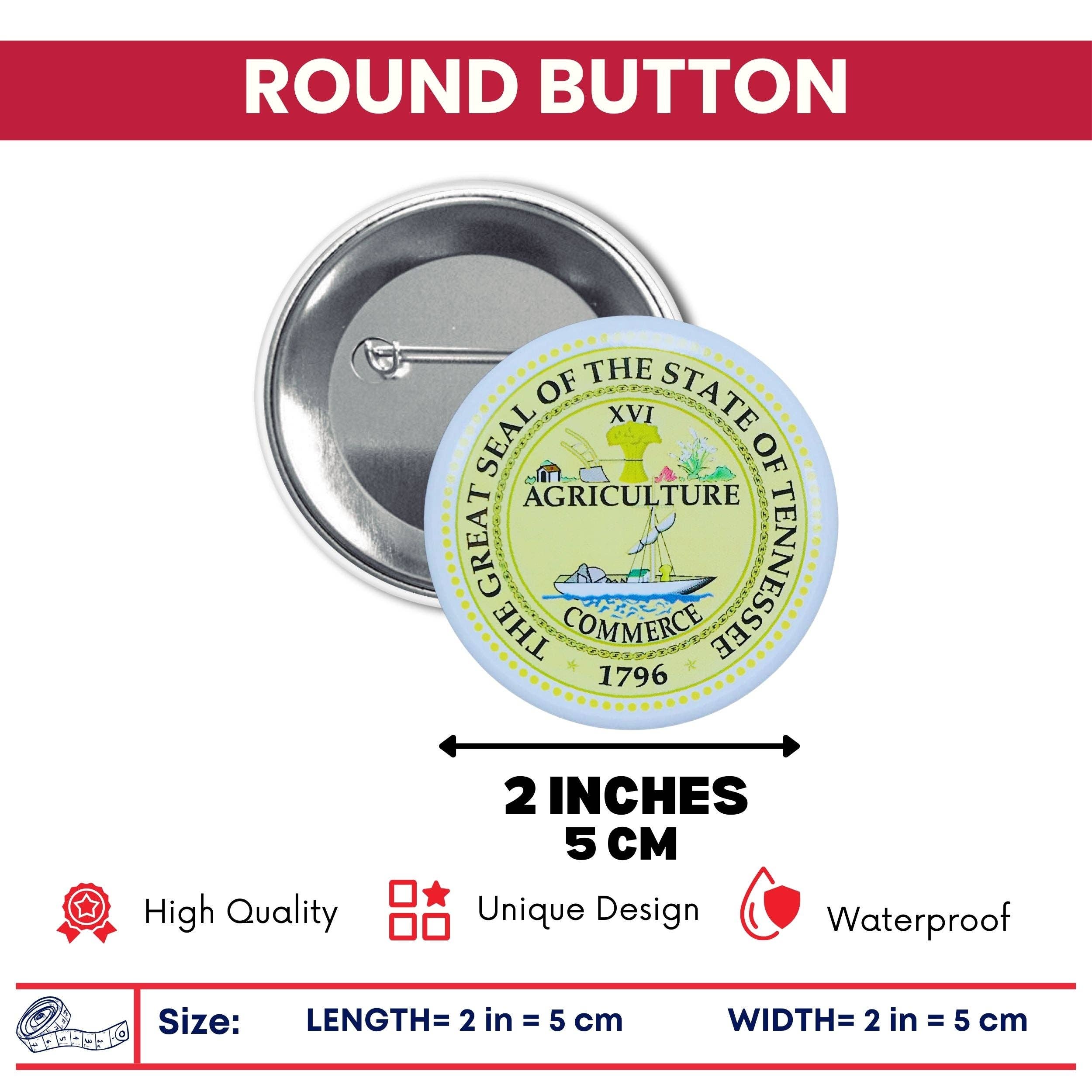Worldwide Souvenirs – Großhandel Anstecker/Button – Runder Knopf - Staatssiegel Tennessee - USA1