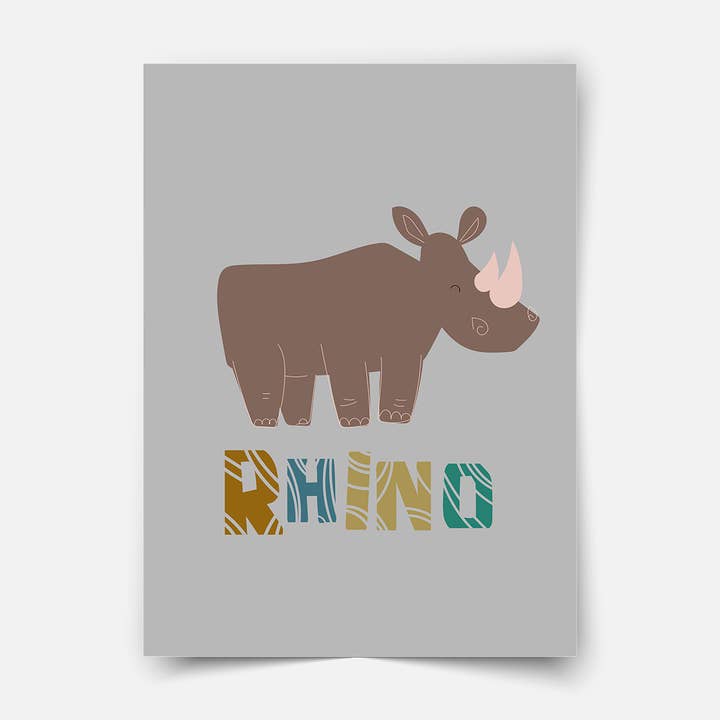 Safari Animals - Rhino Fine Art Print for wholesale by Mica-Mica