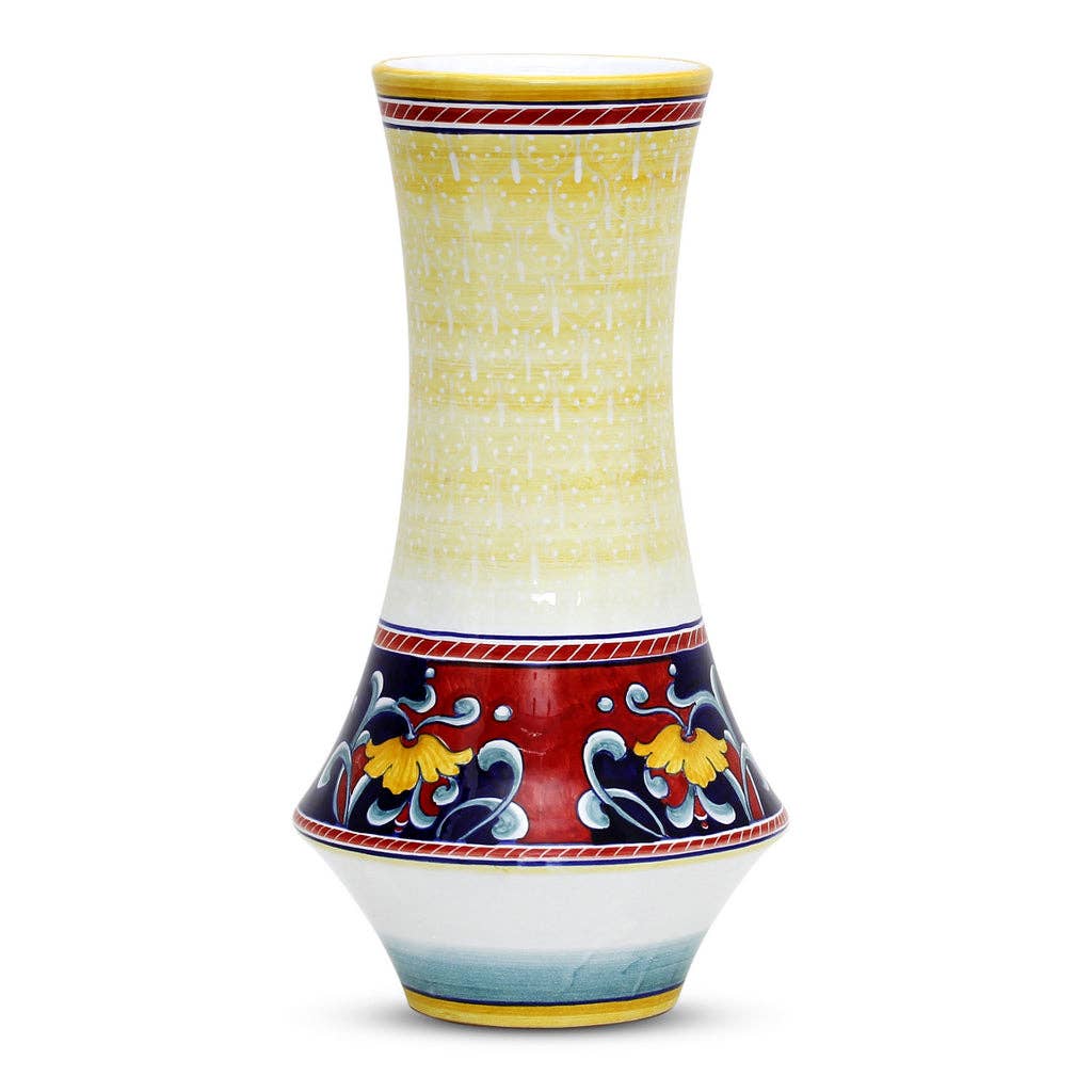 Artistica - Deruta of Italy - Wholesale Vase - DERUTA VARIO: Shaped Vase with 'Ricamo' off white top décor0