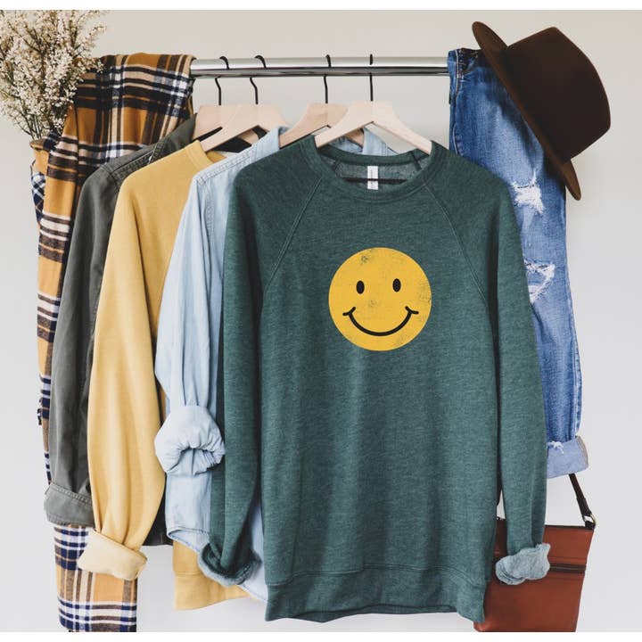 Pullover in pile unisex con grafica BIG HAPPY FACE per la vendita all'ingrosso da parte di Shamaim