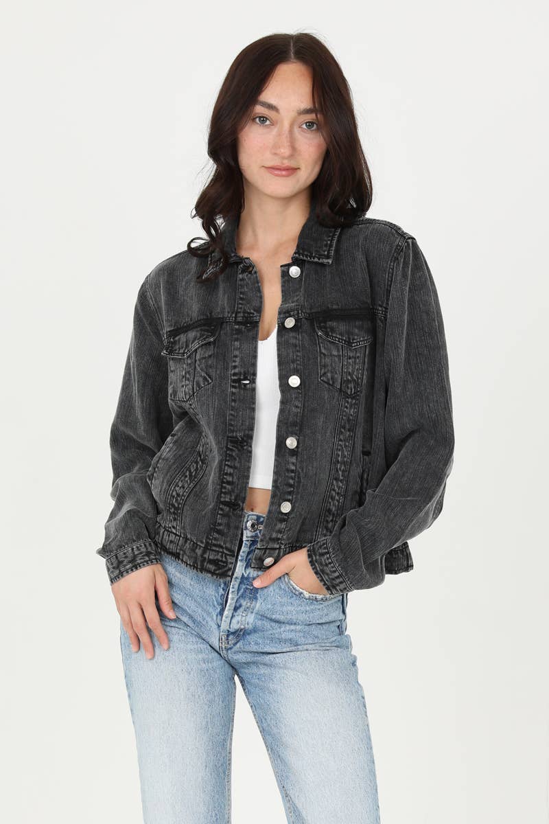 ANGIE - Vente Veste en jean – femme - VESTE EN TENCEL SJB06-ASIS ACID WASH16