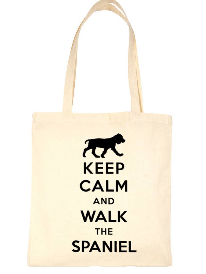 Bolsa de compras Keep Calm and Walk the Spaniel Dog Lover Bag For Life para venta al por mayor de Print4U