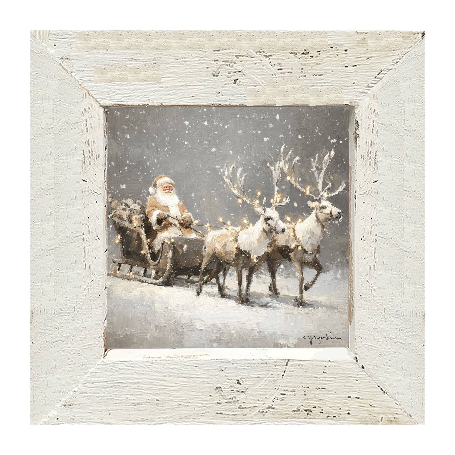 ginger blue - Wholesale Christmas Wall Art - Christmas Lights on Sleigh6