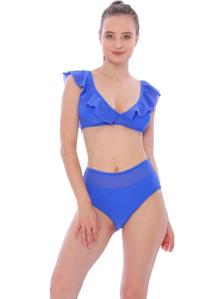 Argisa Flat Ruffle High Waist New Bikini sax for wholesale by Argisa