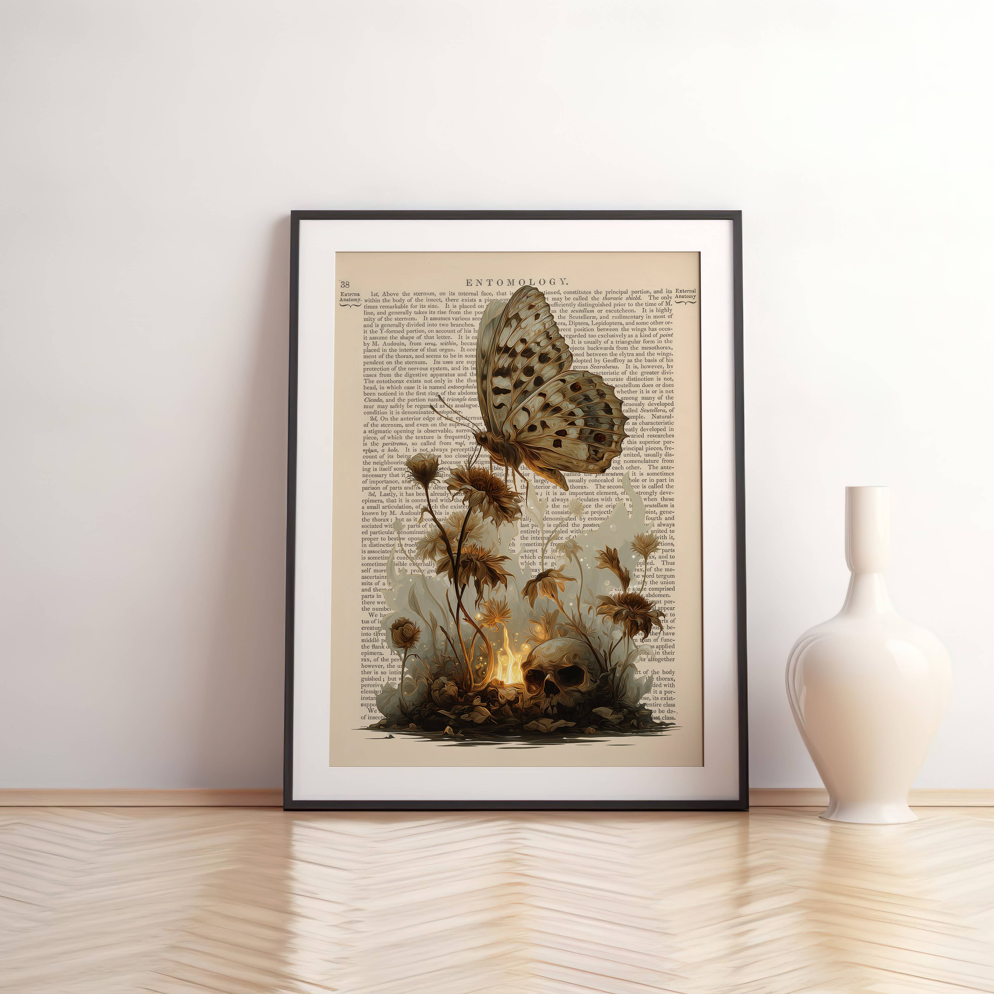 IuliiaArtPrints - Wholesale Art Print - Gothic Botanical Skull Print – Vintage Entomology Wall Decor3