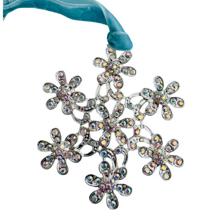 Snowflake bright silver rhinestone Ornament for wholesale by Gypsea Beach Club