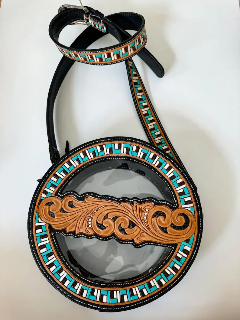 Boho Ranch Shop - Wholesale Crossbody Bag - Women's - JANIE CLEAR ROUND crossbody | hand tooled western festival1
