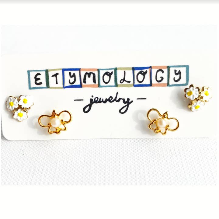 Boucles d'Oreilles Clous - Boucles d'Oreilles Dainty - Bijoux de Printemps pour la vente par Etymology Jewelry