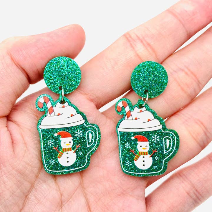 Mio Queena - Wholesale Dangle Earrings - Christmas Acrylic Green Cup Ice Cream Post Earrings