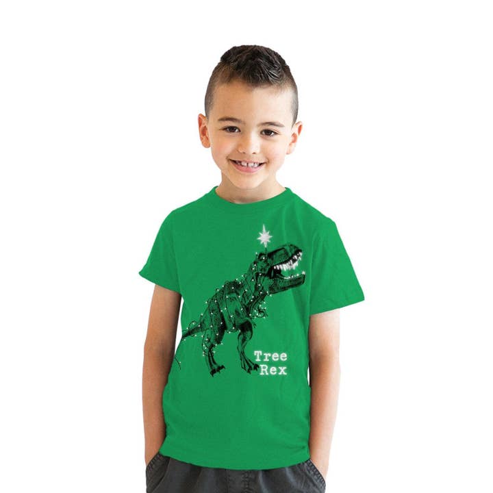 Tree Rex Youth Tshirt Christmas Graphic Tee Kids Western T for wholesale by Crazy Dog T-Shirts