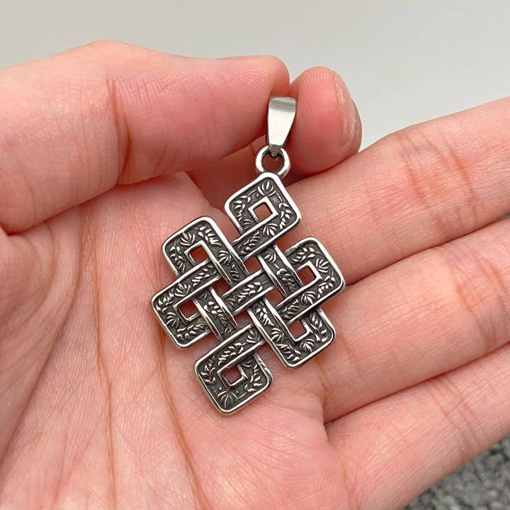 Mio Queena - Wholesale Craft Supplies - Viking Celtic Solomon Knot Stainless Steel Charm - MJ/MNP
