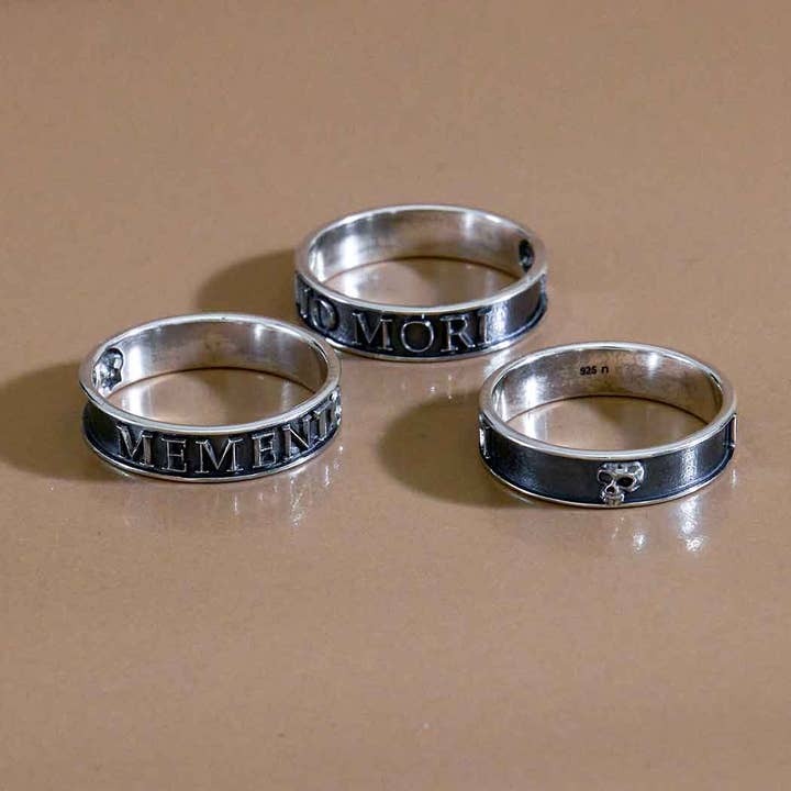 Nina Designs - Wholesale Band/Stacked Ring - Sterling Silver Memento Mori Ring