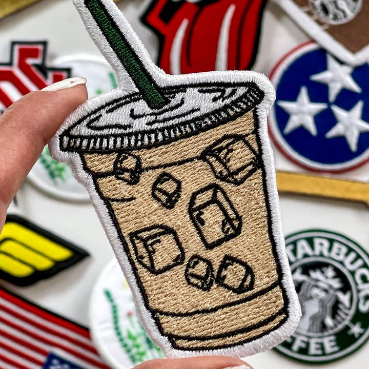 Patch de café com gelo claro ou escuro bordado por atacado de Anne Van + Co