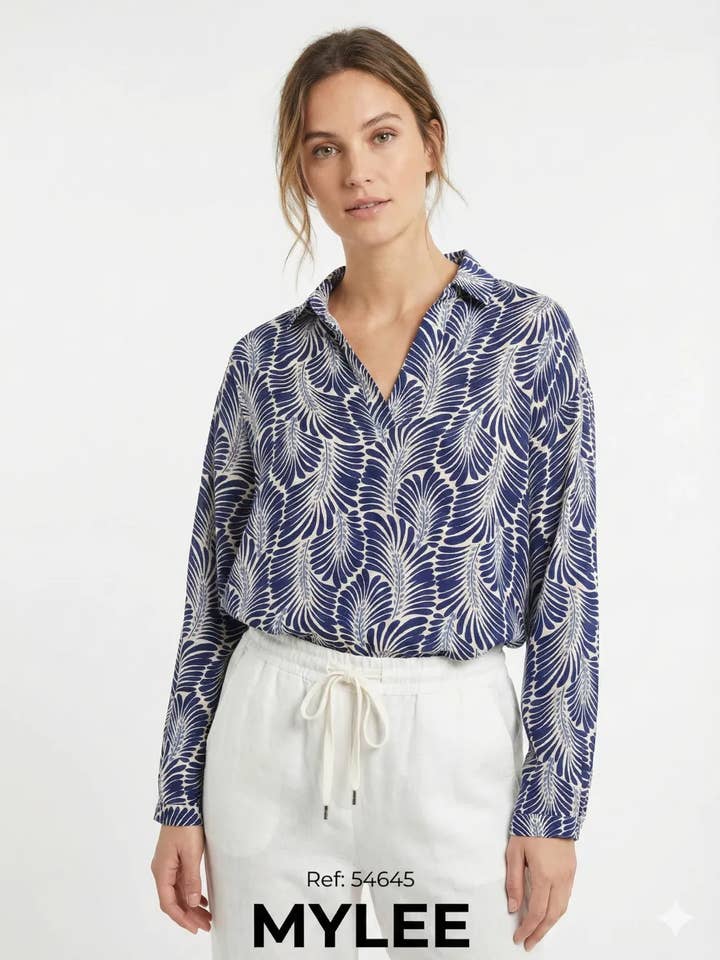 Mimi & Gogo - Wholesale Button Down Shirt - Women's - Printed Blouse @60052_BsImprime11