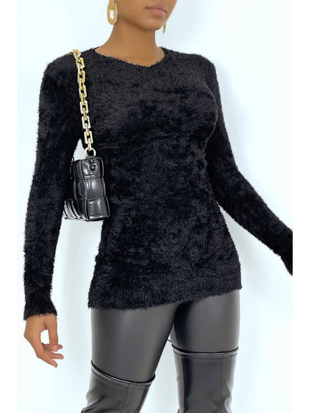 LS GROUP - Vente Pull en maille – femme - Pull noir long doux
