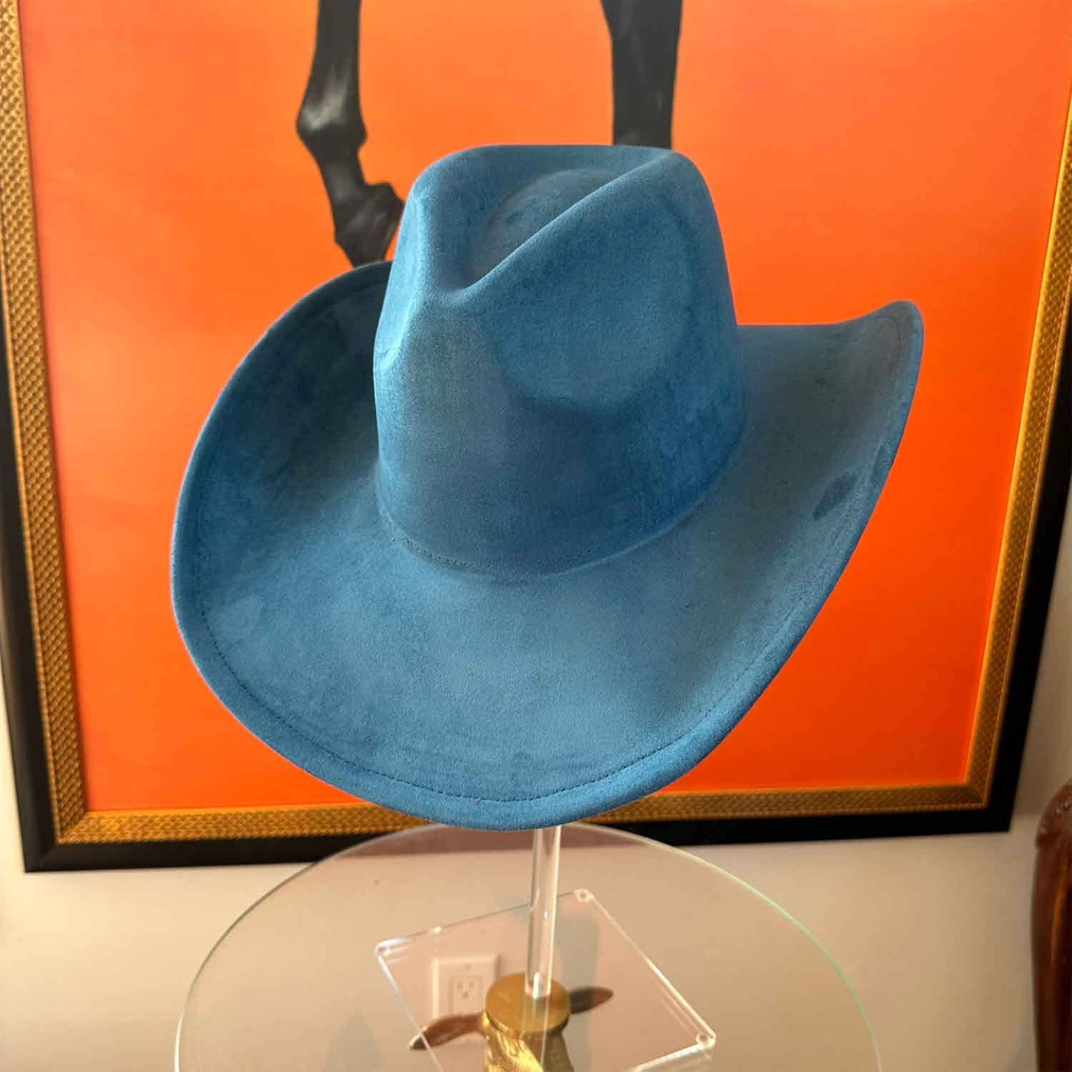 Queens INC - Vente Chapeau de cowboy – femme - Chapeau de cowboy en daim végan avec bord plat rigide9