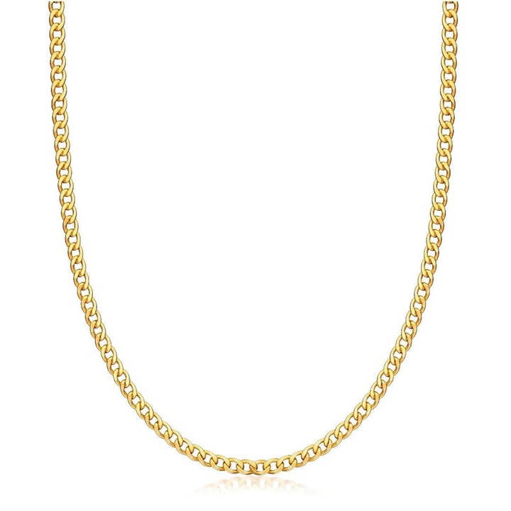 18K Gold Plated 4mm Cuban Link Necklace for wholesale by Vesa Jewels