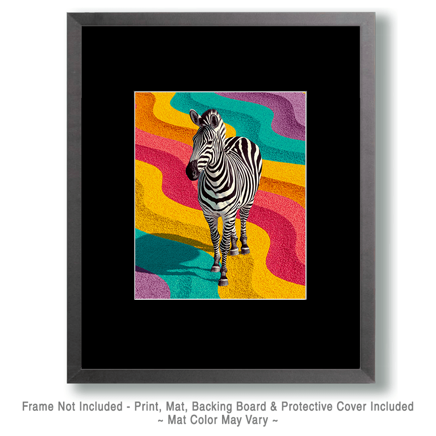 Mowbi - Wholesale Art Print - Pop-Art Zebra - Zoo Animals - Biophilic Wildlife Art Print - 8"x10" Artwork for 11"x14" Frame1