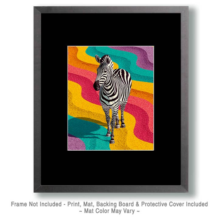 Mowbi - Wholesale Art Print - Pop-Art Zebra - Zoo Animals - Biophilic Wildlife Art Print - 8"x10" Artwork for 11"x14" Frame1