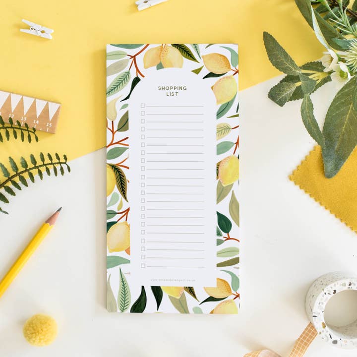 Amber Davenport Art - Wholesale Notepad - Lemon Shopping List