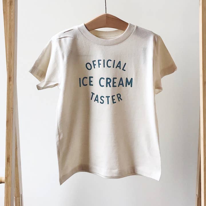 Kids Summer Tee, Official Ice Cream Taster, natural for wholesale by The Wishing Elephant