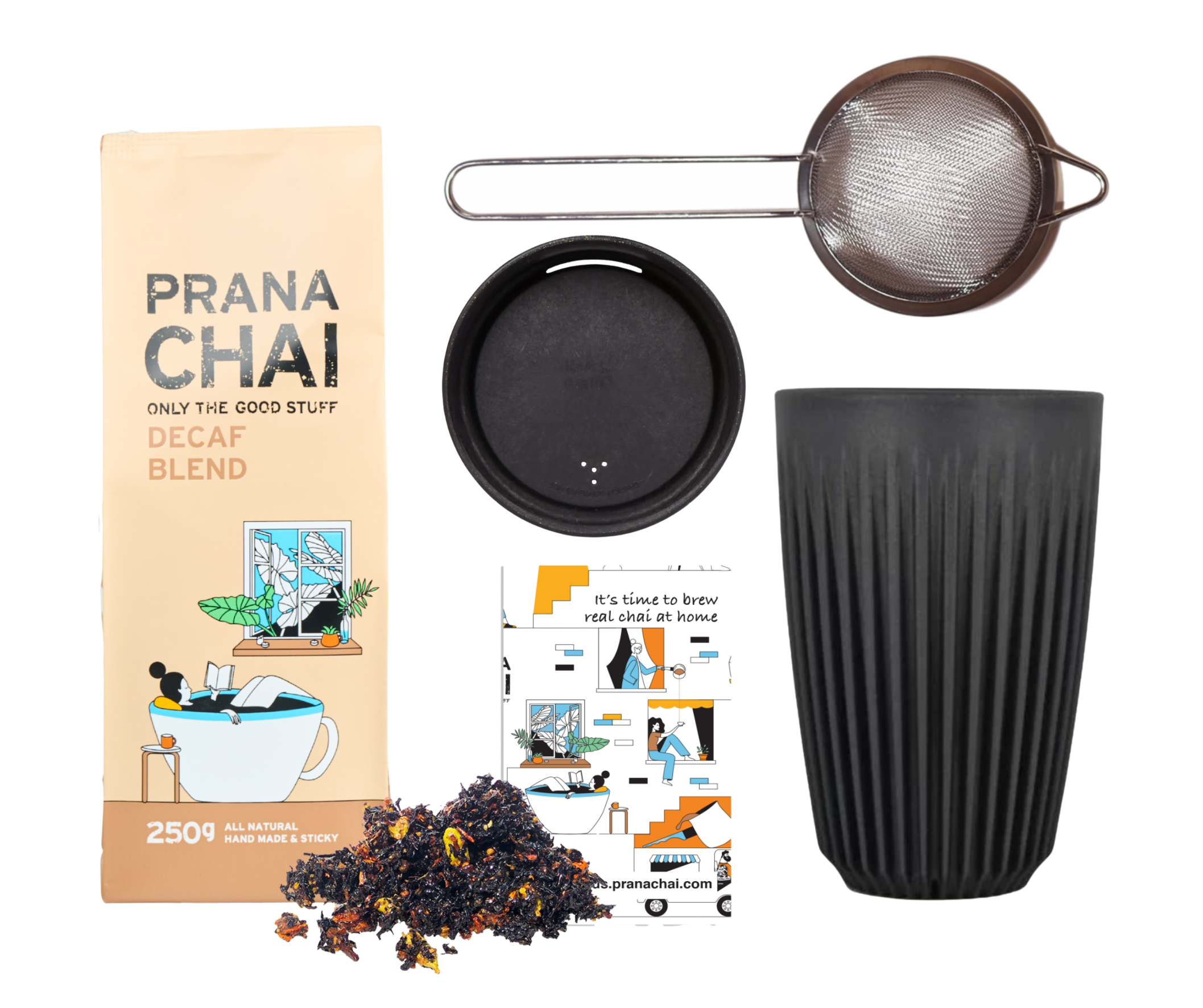 Prana Chai - Wholesale Gift Bag Set/Pack - Prana Chai + Huskee Cup + Strainer Gift Set18