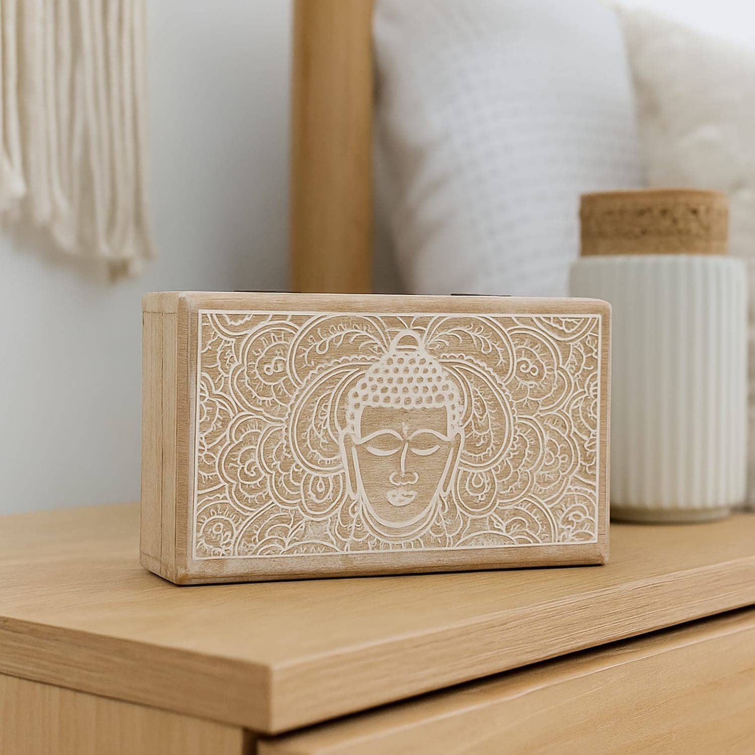 Etnico del Mondo - Wholesale Decorative Box - Hand-Carved Mango Wood Buddha Box0