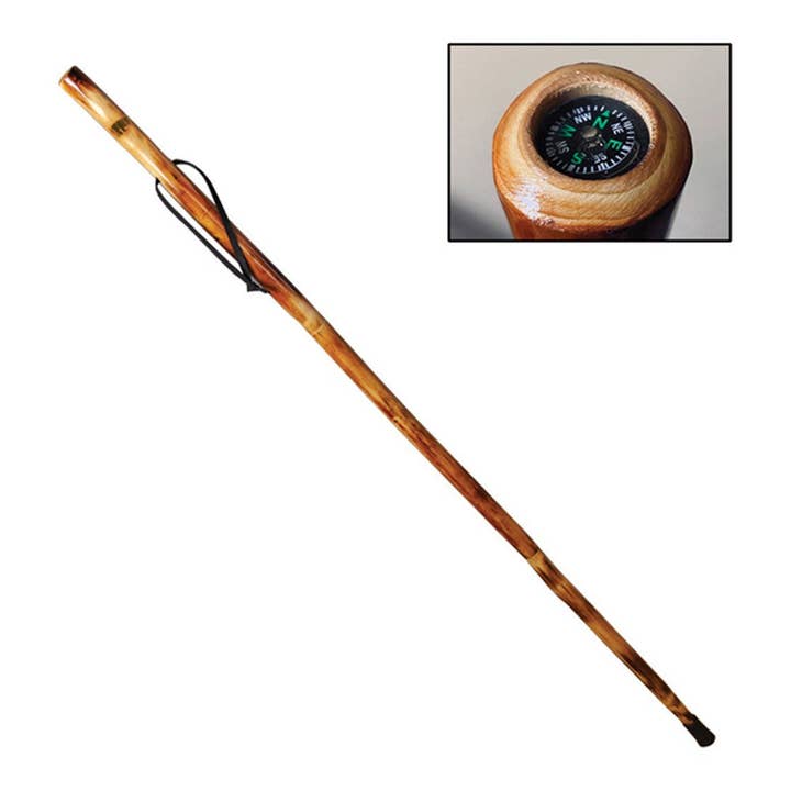 Manual Woodworkers and Weavers, Inc. - Wholesale Sporting Accessories - Take A Hike Compass Walking Stick W/ Compass & Pouch - Bear Silhouette