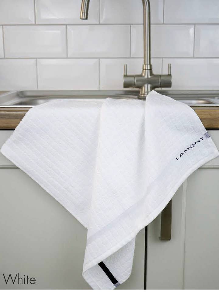 Poli-Dri Cotton Tea Towel - White for wholesale by Samuel Lamont and Sons