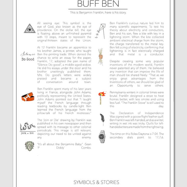 LX Artworks - Wholesale Art Print - Buff Ben (Benjamin Franklin) Paper Print