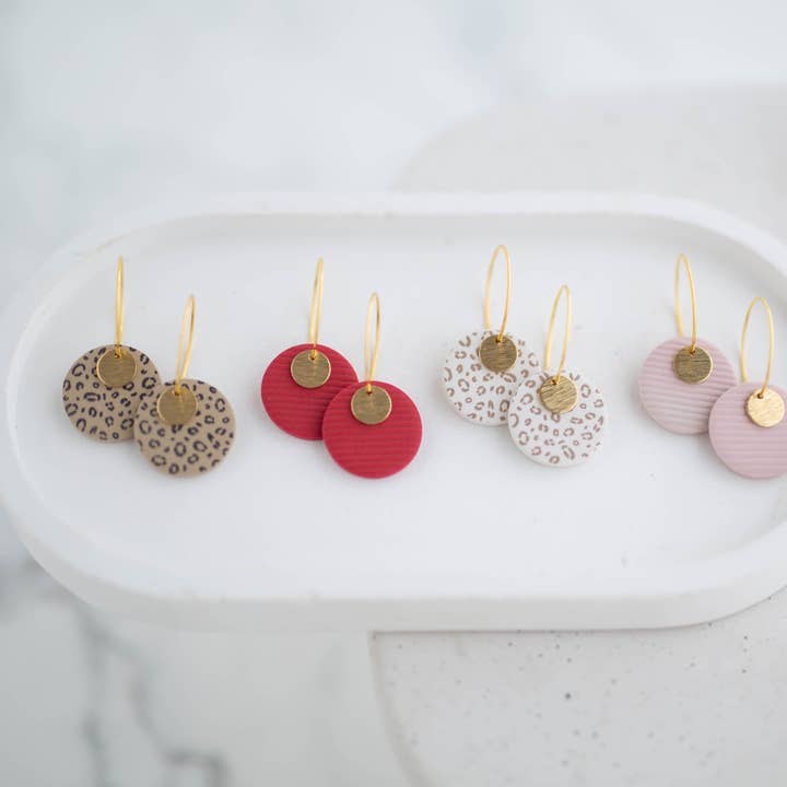 Clay Earrings | Circle Mini Hoops | Wild Love Collection for wholesale by Hazel n Blue