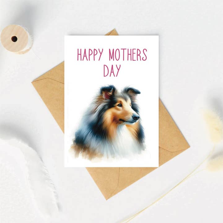 Mothers day card - Rough Collie for wholesale by Spotty Sketches