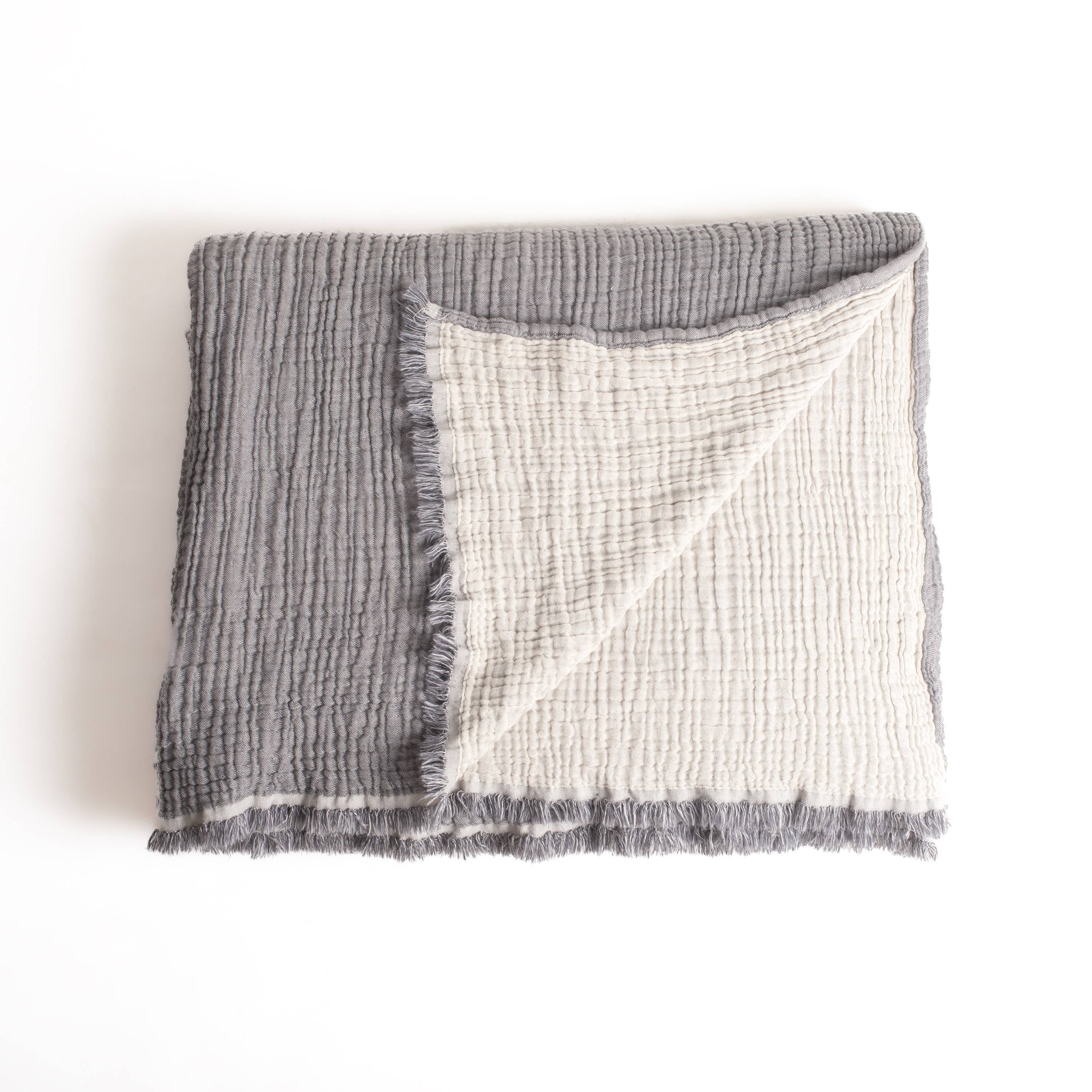 Vivamaison - Vente Plaids - Couvre-lit en mousseline frangé 100 % coton doux, 4 couches premium36