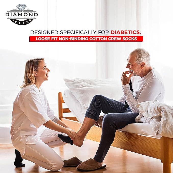 Diabetic Socks For Men Women Non-Binding Doctor Approved Diabetic Crew Socks White 6 Pairs Size 9-11 for wholesale on Faire2
