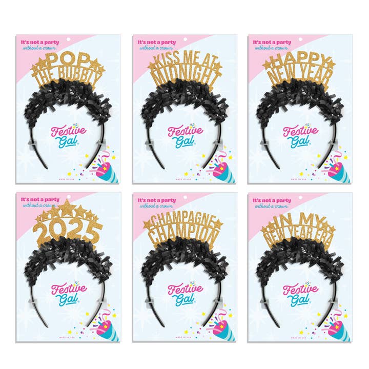 Nytårsfest-pandebåndsortimentspakke for engroshandel hos Festive Gal