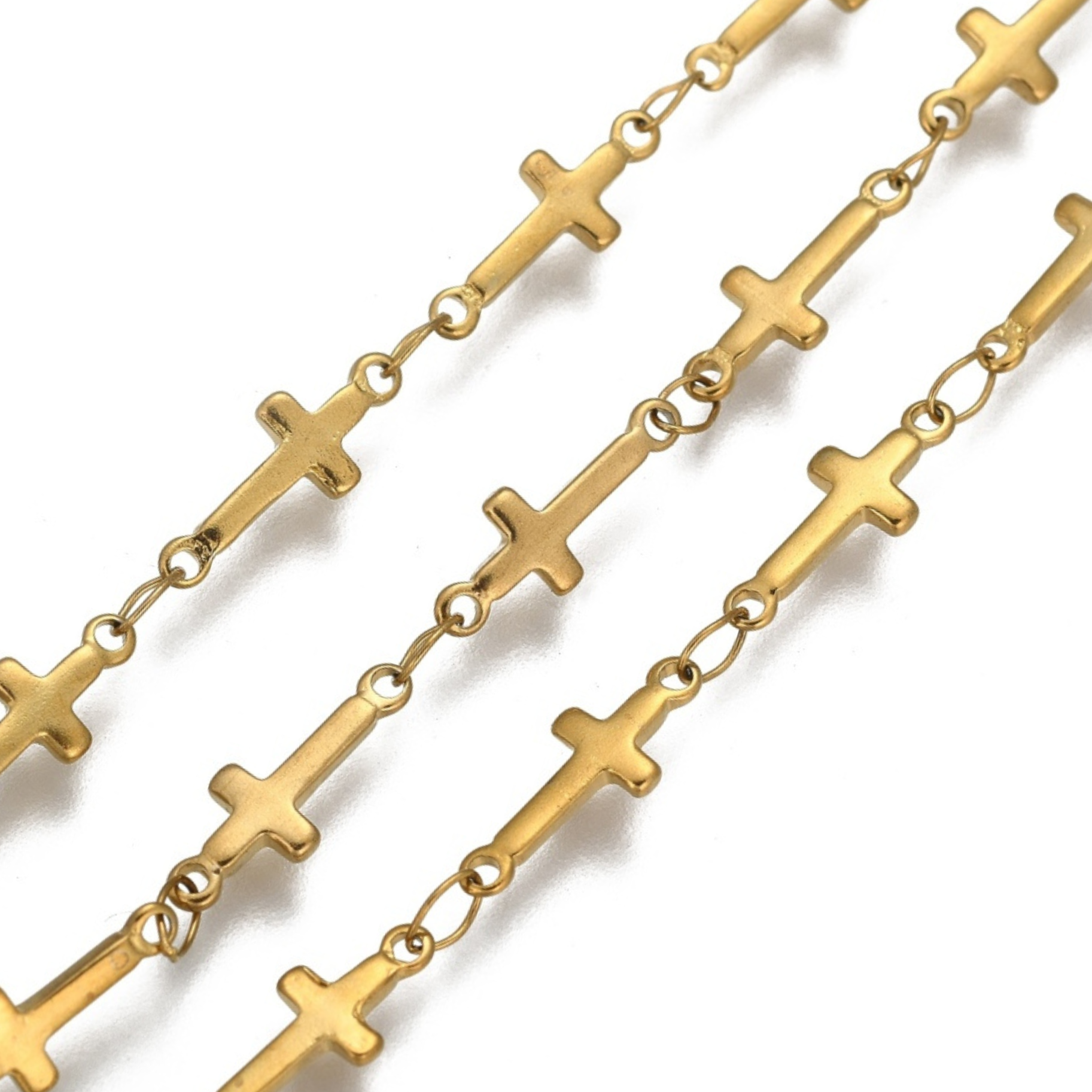 Love, Paige Designs - Wholesale Link & Chain Necklace - Gold Cross Link Chain By the Foot - PVD Stainless Steel0