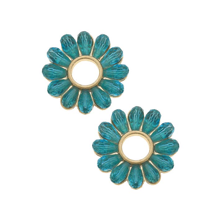 Canvas Style - Vente Clous d'oreille - Clous d'oreilles Faye en forme de fleur en verre délicat0
