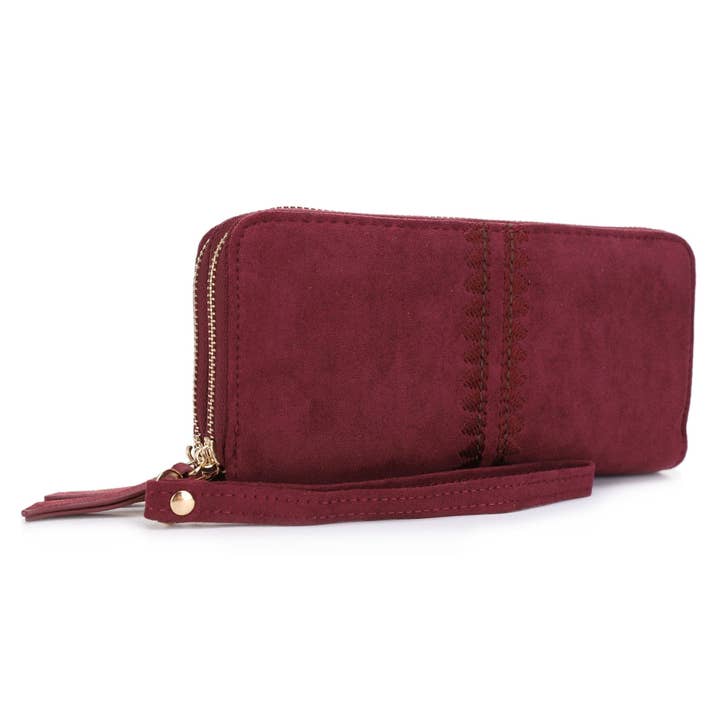 MiMi Wholesale - Wholesale Wallet - Women's - ES60164SU Sherrie Suede Double Zipper Wallet2