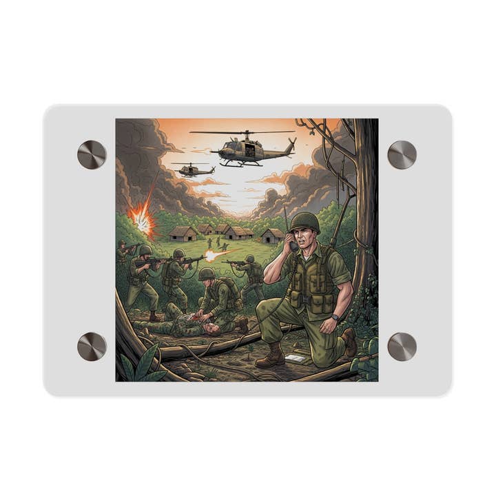 Panel de Arte en Acrílico para Pared - Patrulla en Vietnam Solicitando Evacuación Médica en Combate de Fuego para venta al por mayor de MIP
