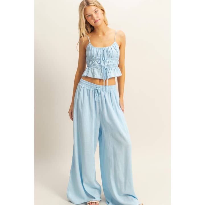 HYFVE - Wholesale Top & Pant Set (NOT Loungewear) - Women's - HF25C998-SET-Linen Cami Top And Wide Leg Pants Set