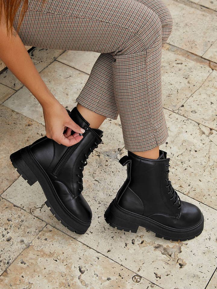 SWEET MAGIC SHOES & BAGS - Vente Rangers/chaussures militaires – femme - BOTTINE CASUAL SEMELLE LARGE SIMILICUIR2