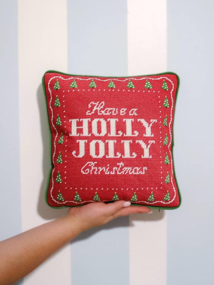 Vrolijk Klein Kerstmis Borduurkussen voor wholesale door Southern Decorative